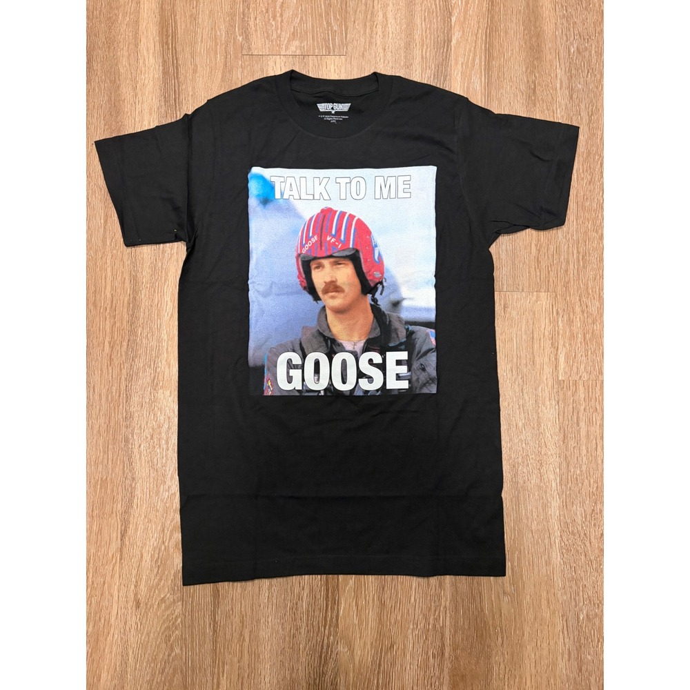 Top Gun Talk To Me Goose Black‎ Graphic T-Shirt Mens Small 100% Cotton Movie Tee